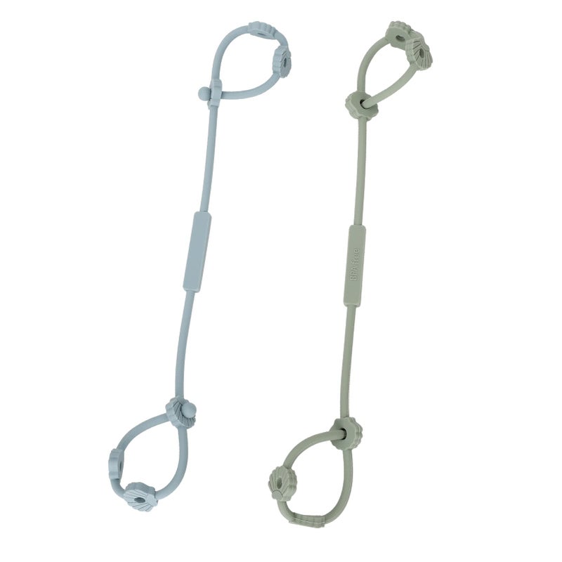 Socub Toy Safety Straps, Socub Silicone Adjustable Baby Pacifier Teether Straps, 2pcs Toddler Toy Bottle Harness Straps for Strollers, High Chair, Cribs, Bags, BPA Free, Sage, Ether - Image 1